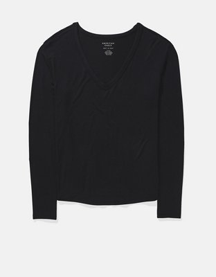 Женские футболки American Eagle AE Soft & Sexy Long-Sleeve V-Neck Tee — фото 3