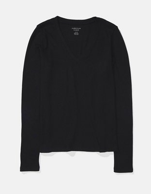 Женские футболки American Eagle AE Plush Long-Sleeve V-Neck Tee — фото 3