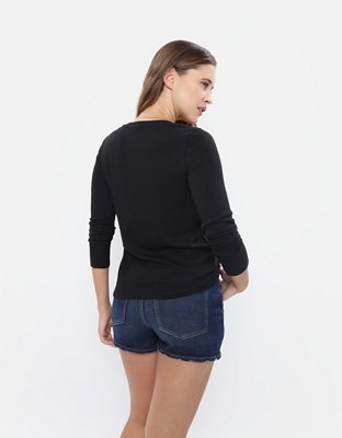 Женские футболки American Eagle AE Plush Long-Sleeve V-Neck Tee — фото 2