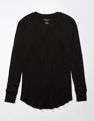 AE Long-Sleeve Waffle Plush Tee