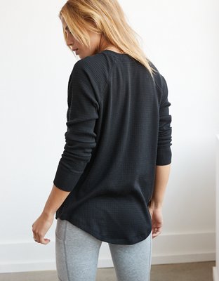 AE Long-Sleeve Waffle Plush Tee