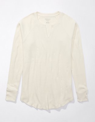 AE Long-Sleeve Waffle Plush Tee