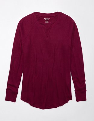 AE Long-Sleeve Waffle Plush Tee