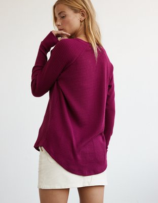 AE Long-Sleeve Waffle Plush Tee