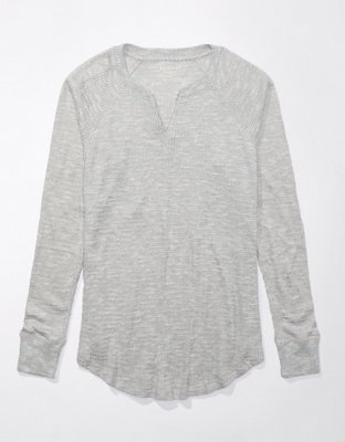 AE Long-Sleeve Waffle Plush Tee