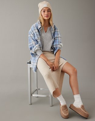 AE Long-Sleeve Waffle Plush Tee