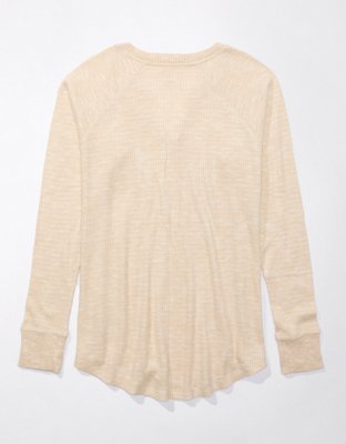 AE Long-Sleeve Waffle Plush Tee