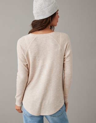 AE Long-Sleeve Waffle Plush Tee