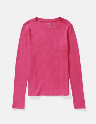 AE Long-Sleeve Crew Neck Plush Tee | American Eagle