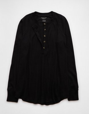 Женские футболки American Eagle AE Plush Long-Sleeve Henley T-Shirt — фото 3
