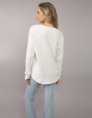 AE Plush Long-Sleeve Henley T-Shirt