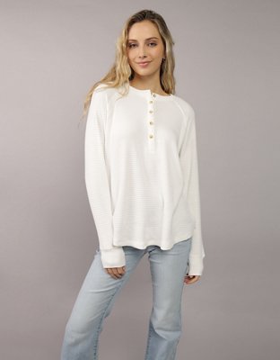 AE Plush Long-Sleeve Henley T-Shirt