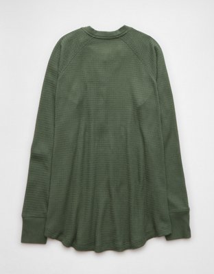 AE Long-Sleeve Oversized Henley T-Shirt