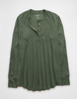 AE T-shirt Extragrande Manga Larga con Cuello Henley