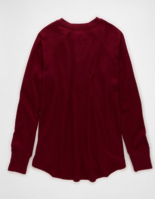 AE Long-Sleeve Oversized Henley T-Shirt