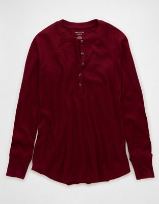 AE Plush Long-Sleeve Henley T-Shirt