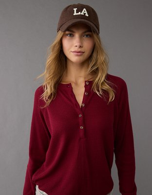 AE Plush Long-Sleeve Henley T-Shirt