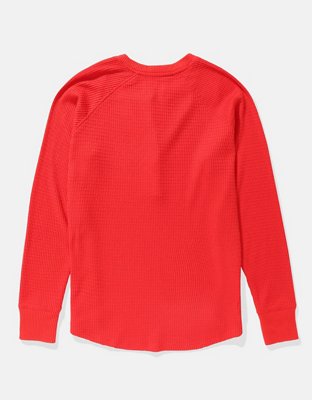 AE Plush Long-Sleeve Henley T-Shirt