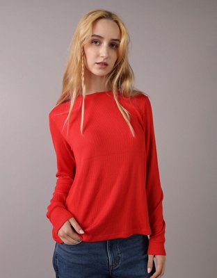 AE Plush Long-Sleeve Crew Neck T-Shirt