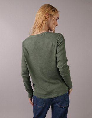 AE Plush Long-Sleeve V-Neck T-Shirt