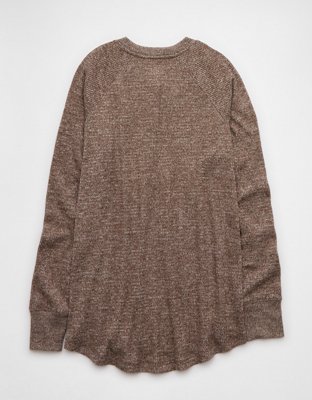 AE Plush Long-Sleeve Henley T-Shirt