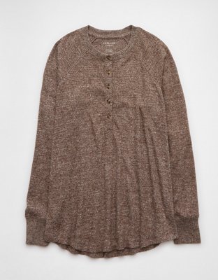 AE Long-Sleeve Oversized Henley T-Shirt