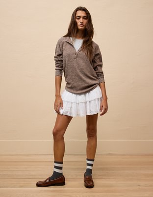 AE Long-Sleeve Oversized Henley T-Shirt