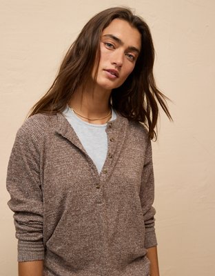 AE Long-Sleeve Oversized Henley T-Shirt