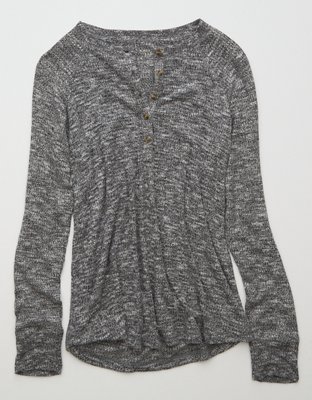 AE Long-Sleeve Oversized Henley T-Shirt