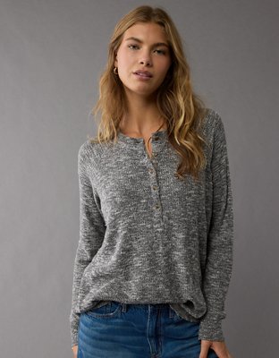 AE Plush Long-Sleeve Henley T-Shirt