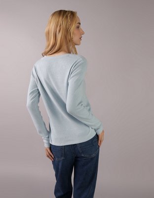 AE Plush Long-Sleeve V-Neck T-Shirt