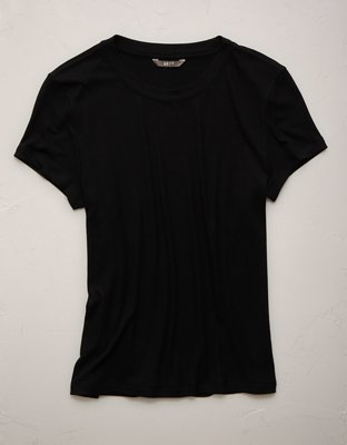 Женская футболка American Eagle AE77 Premium Ribbed, цвет: Чёрный — фото 3
