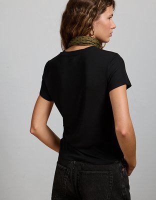 Женская футболка American Eagle AE77 Premium Ribbed, цвет: Чёрный — фото 2