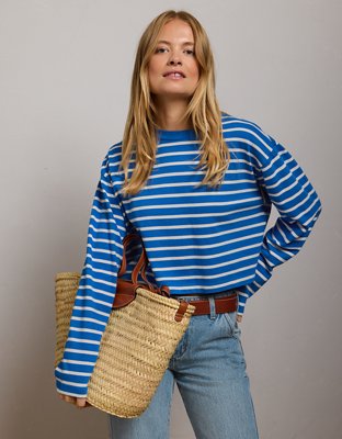 AE77 Boxy Long-Sleeve Stripe T-Shirt