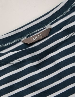Женская рубашка American Eagle AE77 Long-Sleeve Boatneck, цвет: Тёмно-синий — фото 5