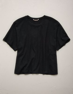 Женская футболка American Eagle AE77 Premium Linen-Blend, цвет: Чёрный — фото 3