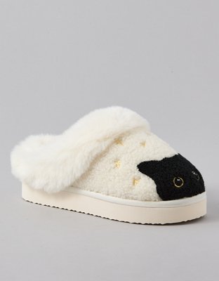 AE Spooky Black Cat Scuff Slipper