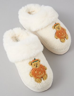 AE Pumpkin Teddy Bear Scuff Slipper