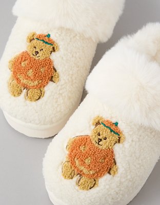 AE Pumpkin Teddy Bear Scuff Slipper