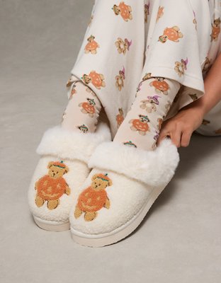 AE Pumpkin Teddy Bear Scuff Slipper