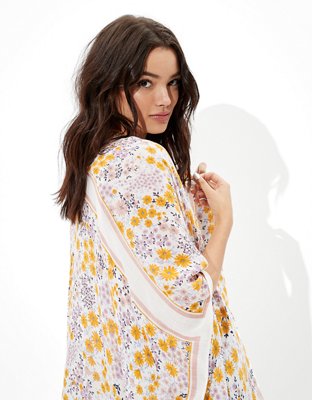 Женские топы American Eagle AE Paneled Floral Kimono — фото 5