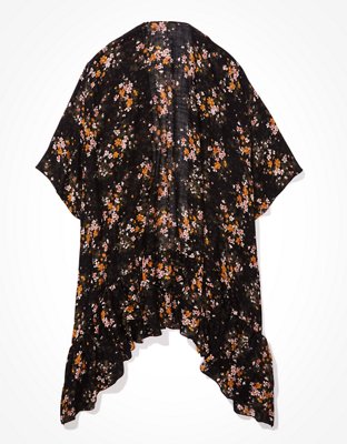AE Floral Ruffled Midi Kimono