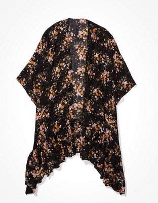 AE Floral Ruffled Midi Kimono