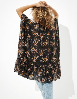 AE Floral Ruffled Midi Kimono