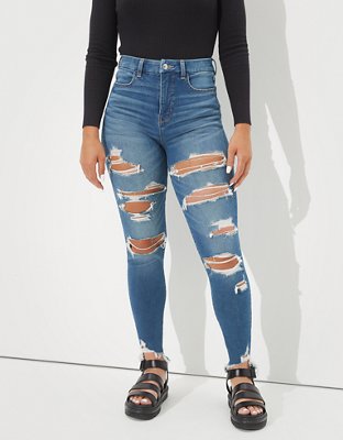 ae ripped super high waisted baggy wide leg jean