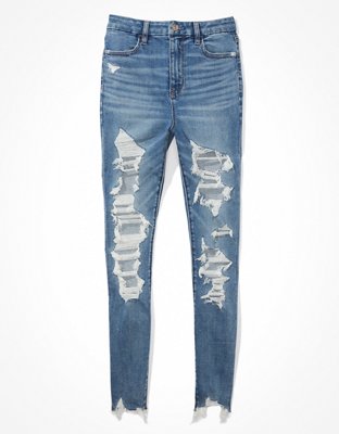 ripped front and back american eagle jeans