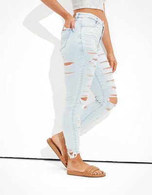 Женские джинсы American Eagle AE Ne(x)t Level Ripped Curvy High-Waisted Jegging Crop — фото 4