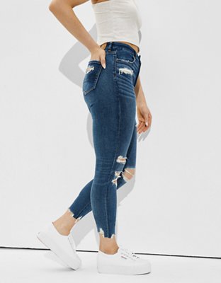 Женские джинсы American Eagle AE Ne(x)t Level Ripped Curvy Super High-Waisted Jegging Crop — фото 4