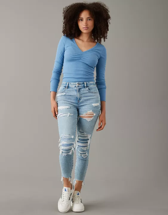 AE Ne(x)t Level Ripped Curvy High-Waisted Jegging Crop