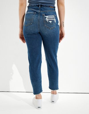 ae stretch ripped curvy mom jean